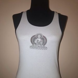 KOS USA racer back tee w/red stone accents.